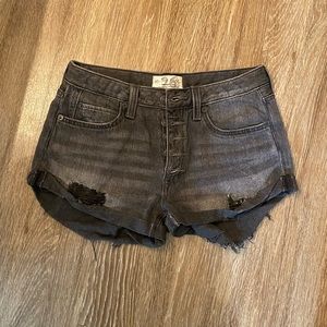 Free People We the Free Black Denim Wash Shorts 26